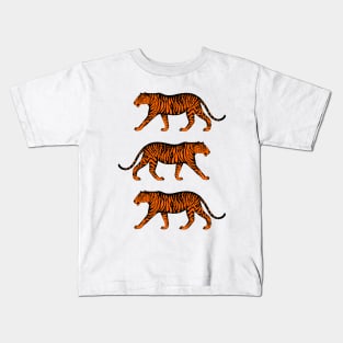 Three Tigers (White and Orange) Kids T-Shirt
